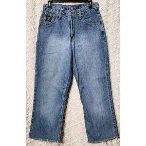 Cinch Jeans‎ Loose Fit Cut Off Denim Unisex 29x26 Medium Wash Wide Leg Raw Hem